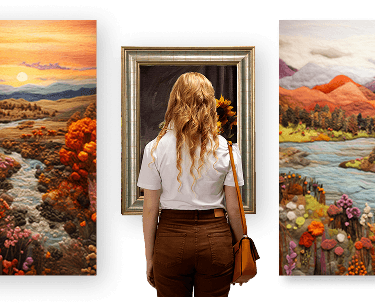 Mulher observando quadros