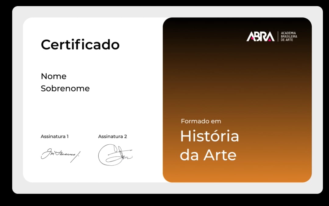 Certificado oficial da Academia Brasileira de Arte