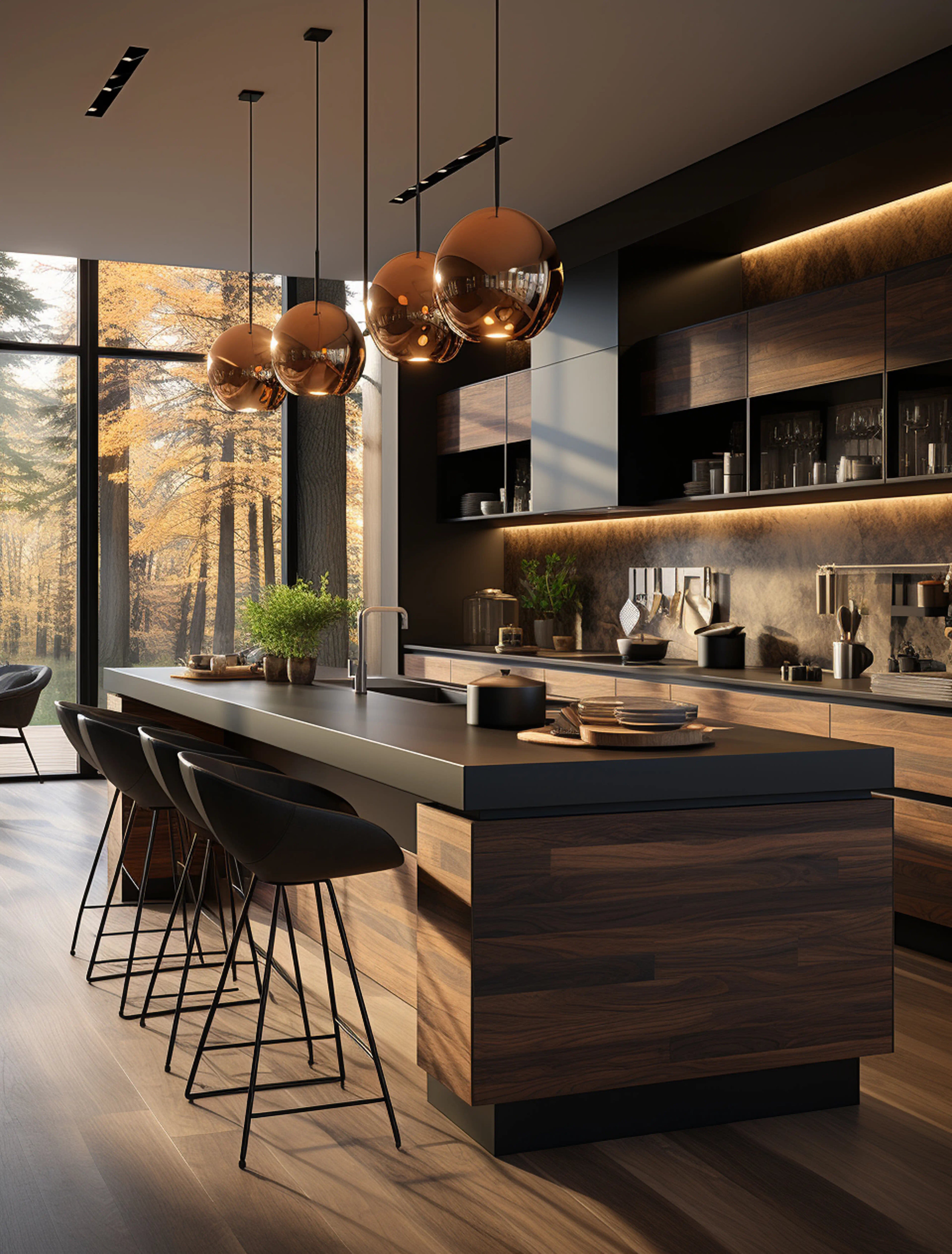 Cozinha com design de interiores