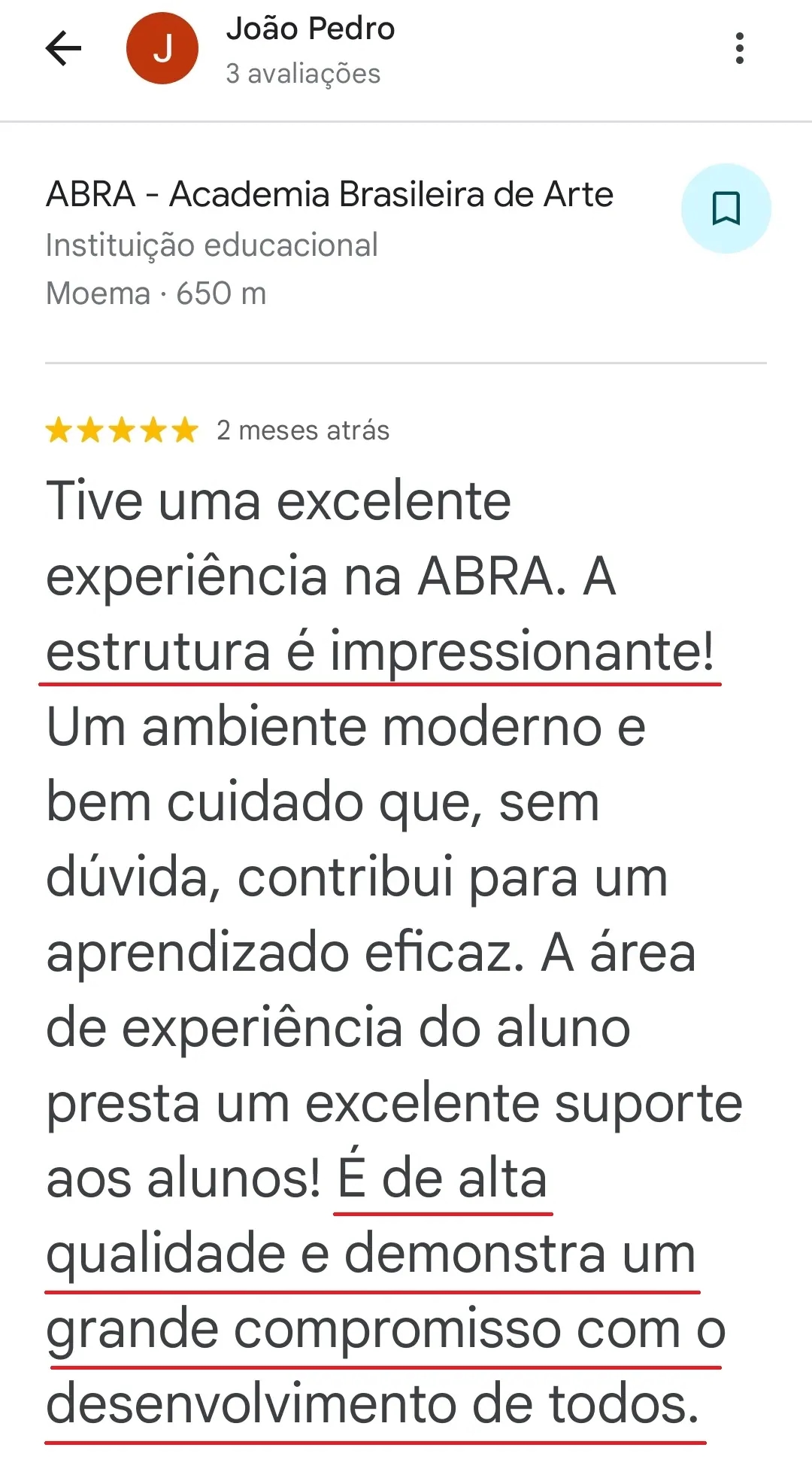 Comentário de aluno