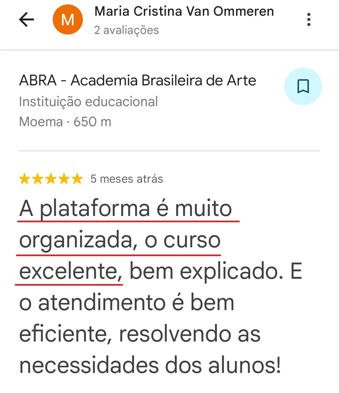 Comentário de aluno